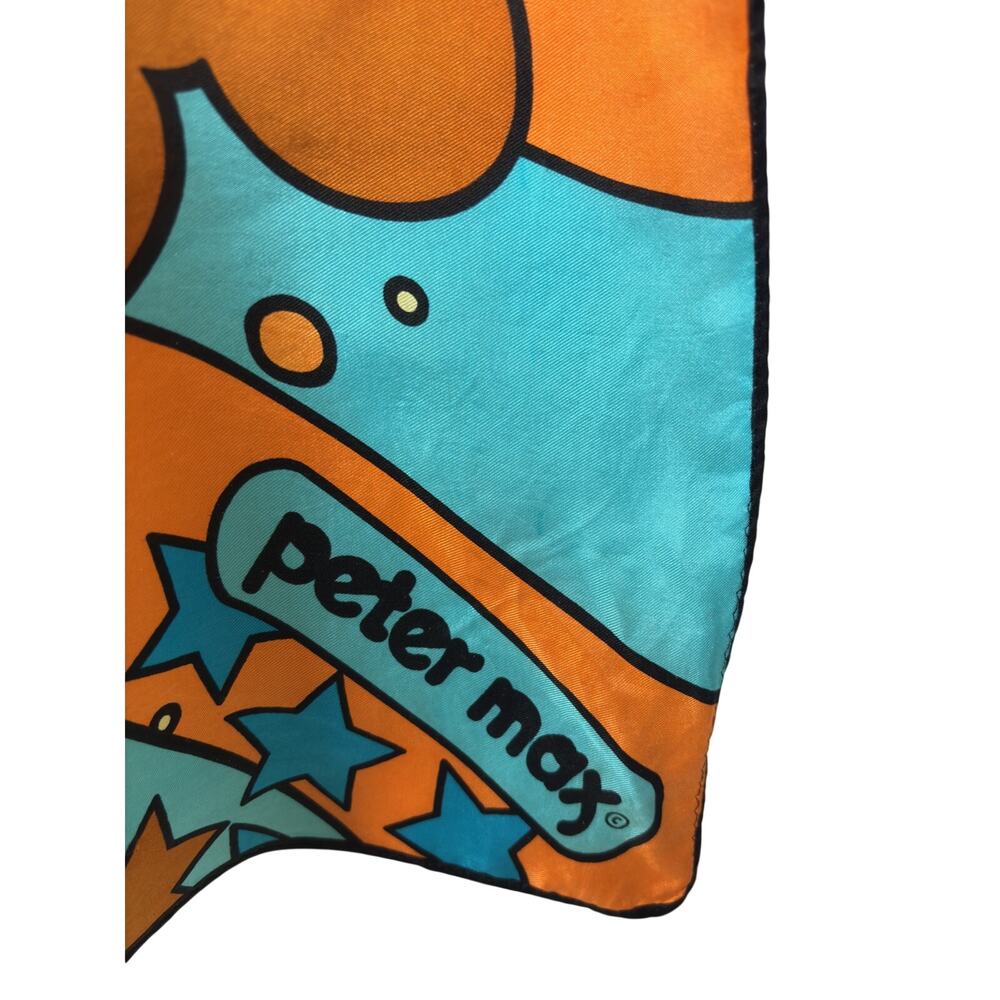 Peter Max Vintage Silk Scarf Womens Orange Self Portrait Psychedelic Pop Art - Picture 7 of 11